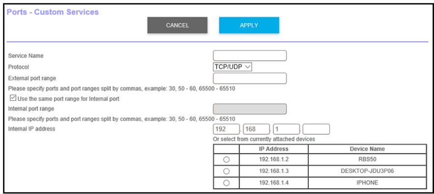 NETGEAR RBR50-100PES - To add a custom service: - 1