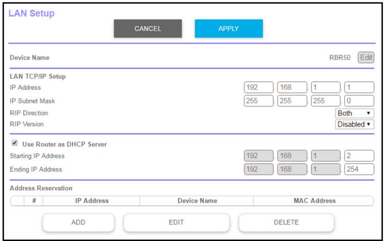 NETGEAR RBR50-100PES - To delete a reserved address entry: - 1