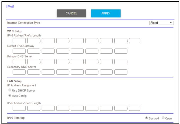 NETGEAR RBR50-100PES - From the Internet Connection Type menu, select Fixed. - 1