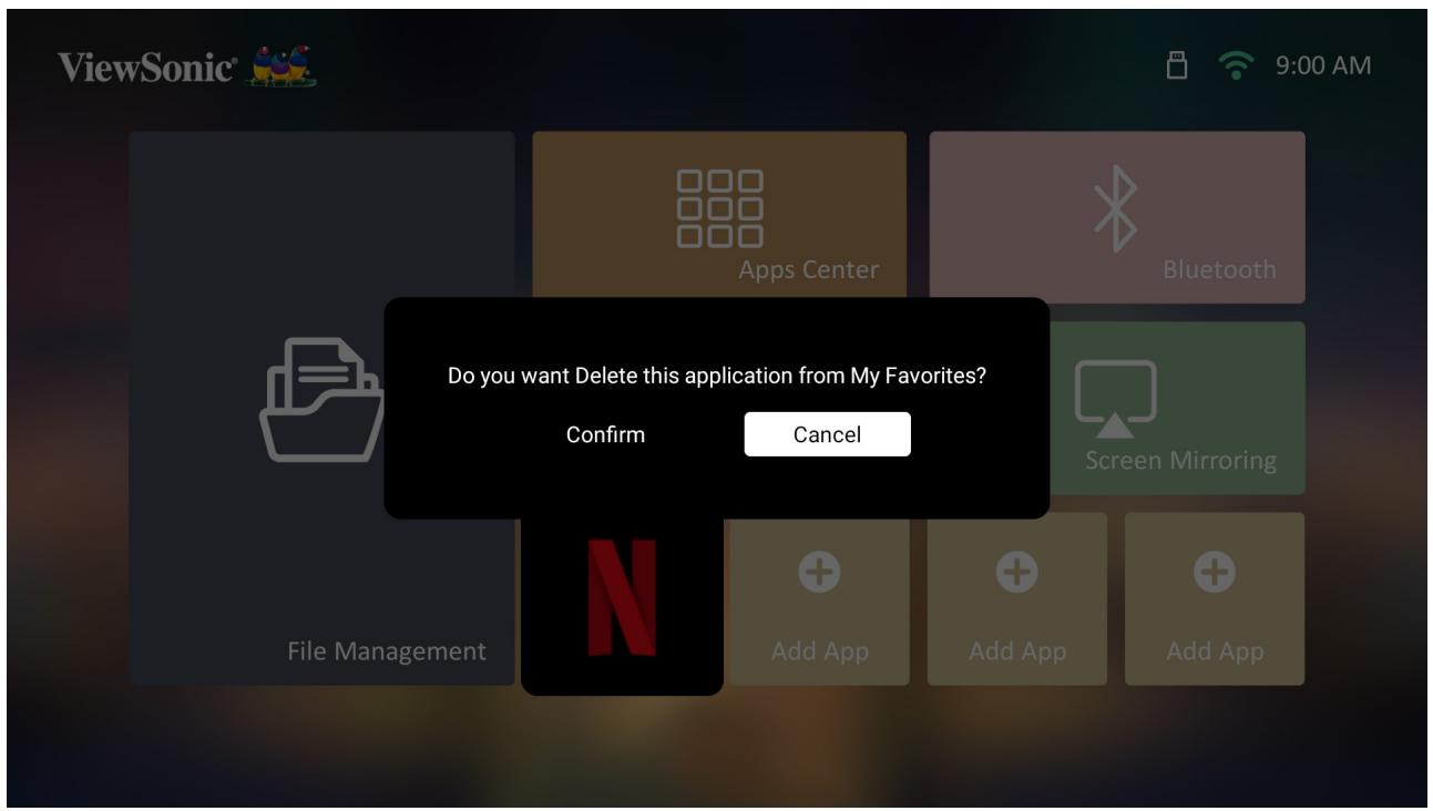 VIEWSONIC HC X11-4K - Supprimer des applications depuis l'écran d'accueil - 1