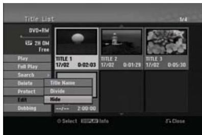 HITACHI DV-DS253E - Masquage d'un chapitre/titre - 1