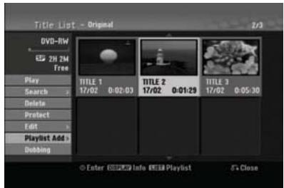 HITACHI DV-DS253E - Ajout de titres/chapitres à la liste de lecture RAM -rwvr - 1