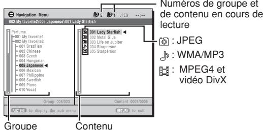 PANASONIC SC-PT 350 WEG - Lecture à partir de l'objet sélectionné (Navigation Menu) - 3