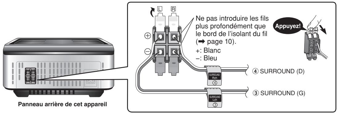PANASONIC SC-PT 350 WEG - Raccorder les câbles du haut-parleur surround au système sans fil - 1