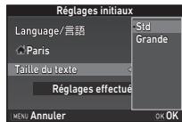 PENTAX KP - Utilisez ▲▼ pour sélectionner [Std] ou [Grande], puis appuyez sur OK. - 1