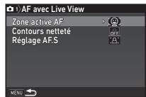 PENTAX KP - Régler la mise au point automatique lors de prise de vue avec Live View - 2