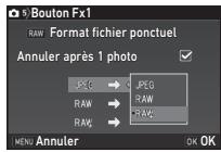 PENTAX KP - Réglage du format fichier pontuel - 1