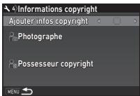 PENTAX KP - Utilisez  pour définir [Ajouter infos copyright]. - 1