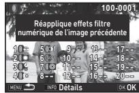 PENTAX KP - Pour vérifier les détails des paramètres, appuyez sur NFO. - 1