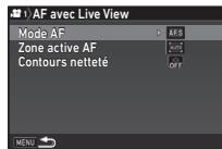PENTAX KP - Régler la mise au point automatique lors de prise de vue avec Live View - 3