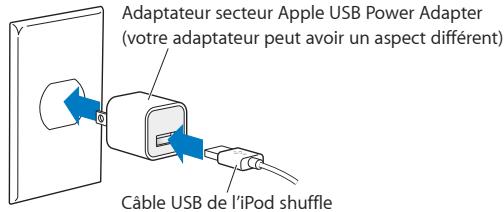 APPLE NEW SHUFFLE 2GO BLEU - Pour recharger la batterie via votre ordinateur : - 1