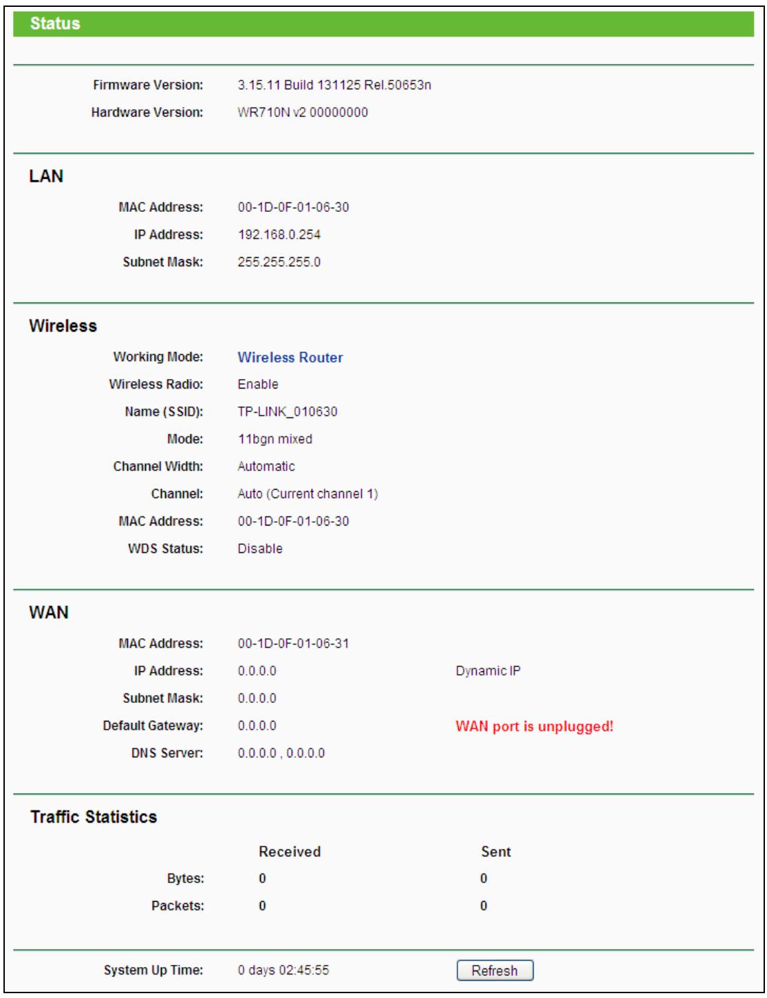 TP-LINK TL-WR710N - Status - 1