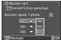 PENTAX Q-S1 SILVER ROSE - Pour chaque format de fichier, selectionnez le format de fichier lié à l'actionnement de O. - 1