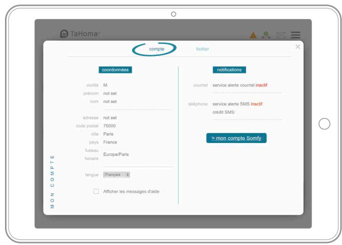SOMFY BOX MAISON TAHOMA - Les données « compte » et « box » - 3