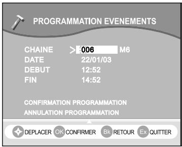 SAGEM ITD 59N WL - 7-12-2 Programmation événements - 2