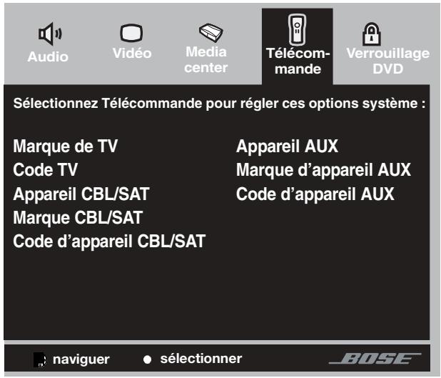 BOSER 321GSIIC - Options de la télécommande - 1