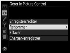 NIKON D810 - Gérer le Picture Control > Effacer - 1
