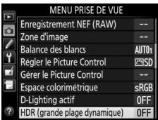 NIKON D810 - Sélectionnez HDR (grande plage dynamique). - 1