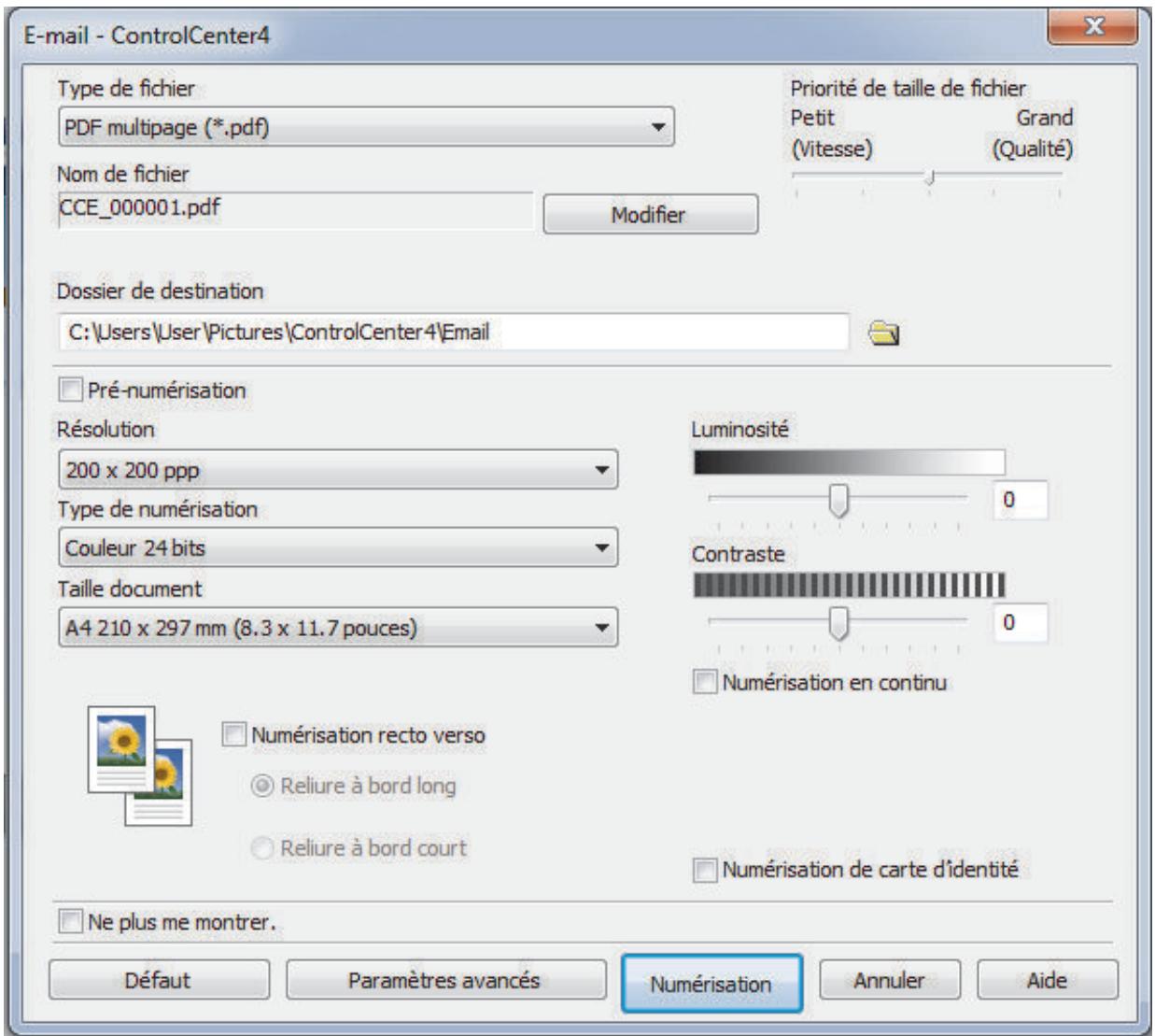 BROTHER MFC-L2710DW - Numériser vers une piece jointe d'e-mail à l'aide du mode Avancé de ControlCenter4 (Windows®) - 4