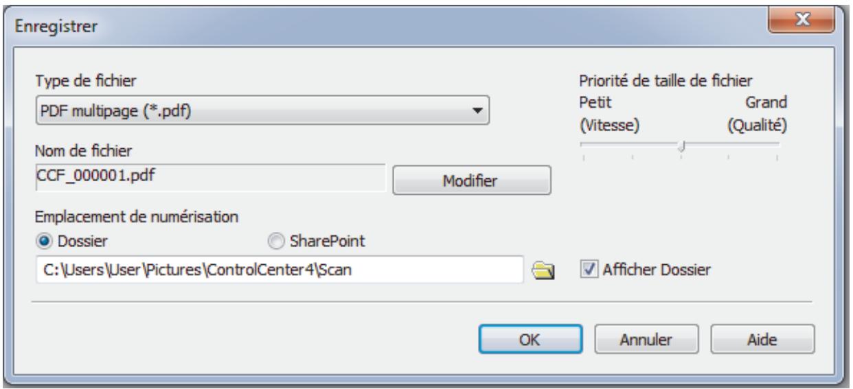 BROTHER MFC-L2710DW - Enregistrer des données numériées dans un dossier sous un fichier PDF à l'aide du mode Domicile de ControlCenter4 (Windows®) - 2