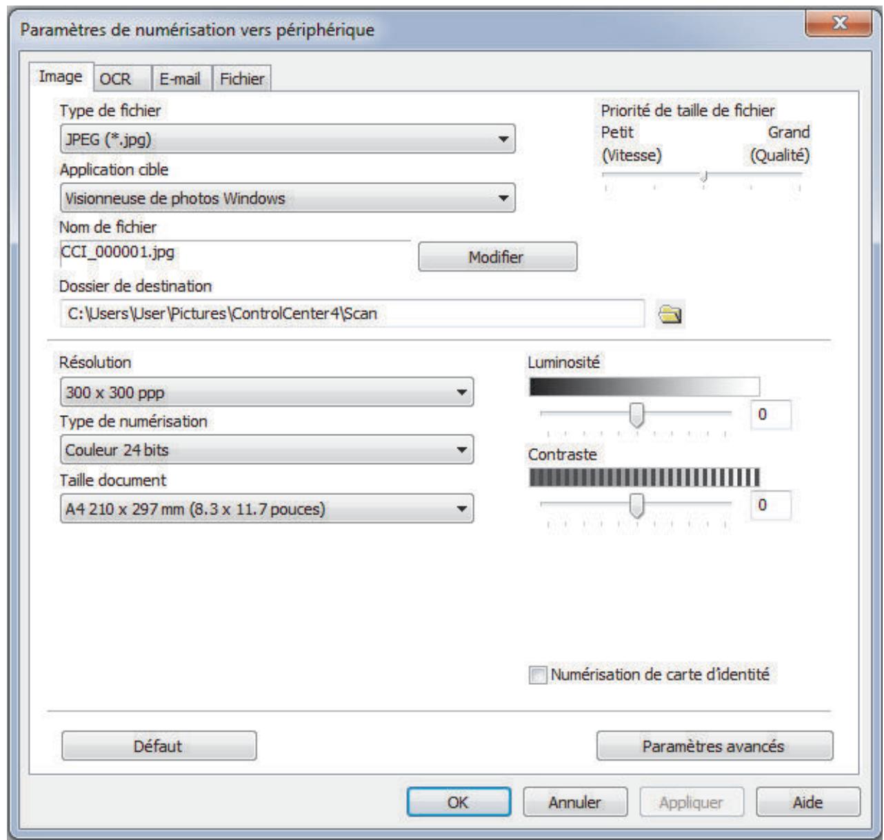 BROTHER MFC-L2710DW - Modifier les paramètres du bouton Numériser à partir de ControlCenter4 (Windows®) - 1
