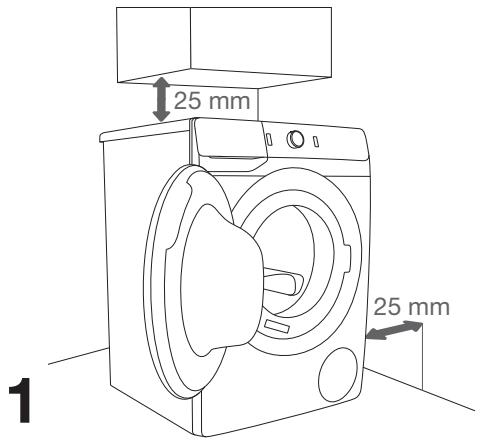 HISENSE W1014FQRT - Distances à respecter lors de l'installation du lave-linge - 1
