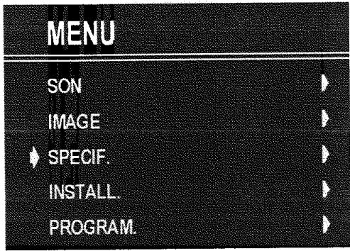 PROLINE S2805 - Menu Spécifications (SPECIF.) - 1