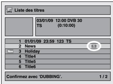 TOSHIBA RD-H100DT - Sélectionné le titre voulu au moyen de [ / ] , puis appuyez sur [ENTER/OK]. - 1