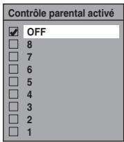 TOSHIBA RD-H100DT - Changez le niveau "Contrôle parental activé" en utilisant le [ / ] , puis appuyez sur [ENTER/OK]. - 1