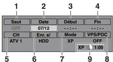 TOSHIBA RD-H100DT - Sélectionnez un élément en utilisant [ / ] et réglez le contenu à votre convenance avec [ / ] . Appuyez sur [] pour régler le prochain élément. - 1