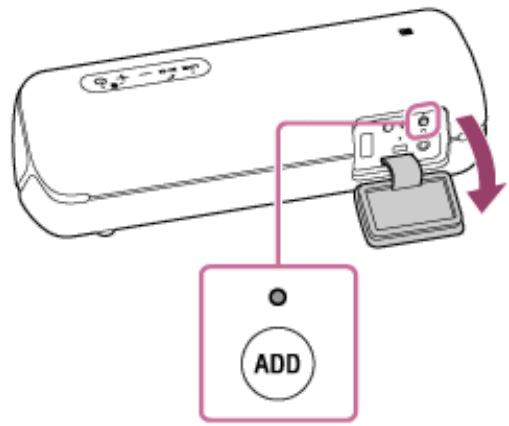 SONY XB-52 - Appuyez sur la touche ADD (Ajout d'enceinte) qui se trouve derriere le capuchon à l'arrière de l'enceinte. - 1