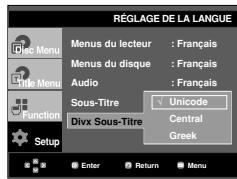 SAMSUNG DVD-P1080P7 - Utilisation de la langue des sous-titres de fichiers DivX - 1