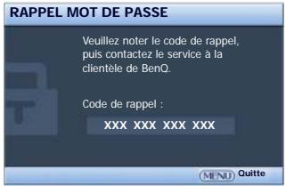 BENQ W1080ST - Procedure derappelemotdepasse - 1