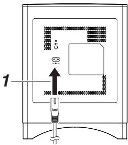 ONKYO ENCHC LS3100 W - Branchez le cordon d'alimentation fourni sur le caisson de graves AC INLET. - 1