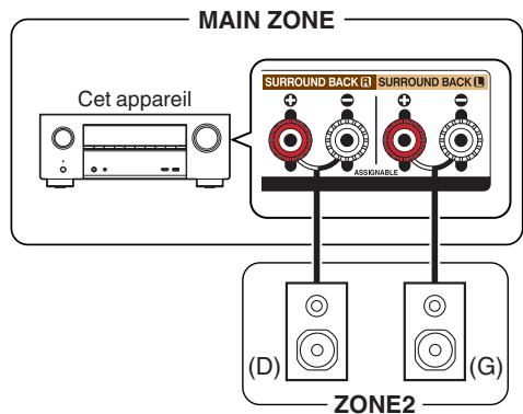 DENON AVRXSS500HBKE2 - ■ Connexion 2: Connexion à l'aide d'une borne de sortie d'enceinte - 1