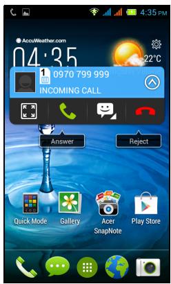 ACER LIQUID Z4 BLANC LSC - Répondre à ou refuser un appel - 3