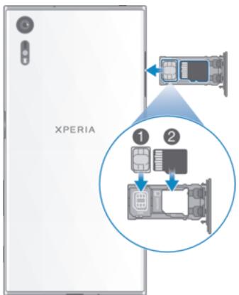 SONY XZ DS BLEU4275730 - Pour insérer une carte nano SIM et une carte mémoire - 1