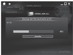 EVERIO_HDD (G:) Impostazioni 35 EVERIO_HDD (6:) Backup del file da Everio al PC 4/10 40% Annulfa PowerCourse: 1d2 HD