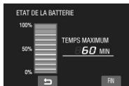 ETAT DE LA BATTERIE 100% 50% 0% TEMPS MAXIMUM 60 MIN FIN