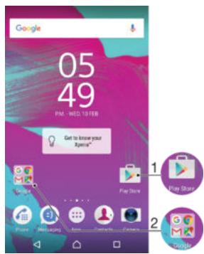 SONY XPERIA XA 160G0 - Raccourcis et dossiers - 1