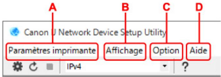 CANON TS6250 - Menu de l'écran Canon IJ Network Device Setup Utility - 1