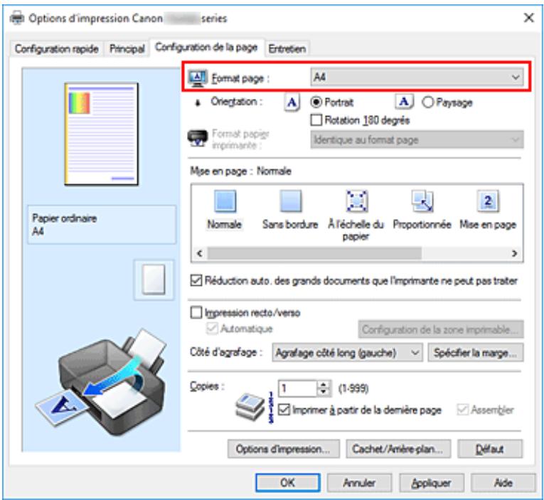 CANON TS6250 - Définition d'un Format page et d'une Orientation - 1