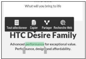 HTC DESIRE 820 SANTORIN - Sélectionner, copier et coller du texte - 1