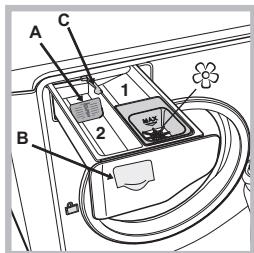 HOTPOINT AQ114D497SDEUNREC - Scomparto 2: Detersivo per lavaggio (in polvere o liquido) - 1
