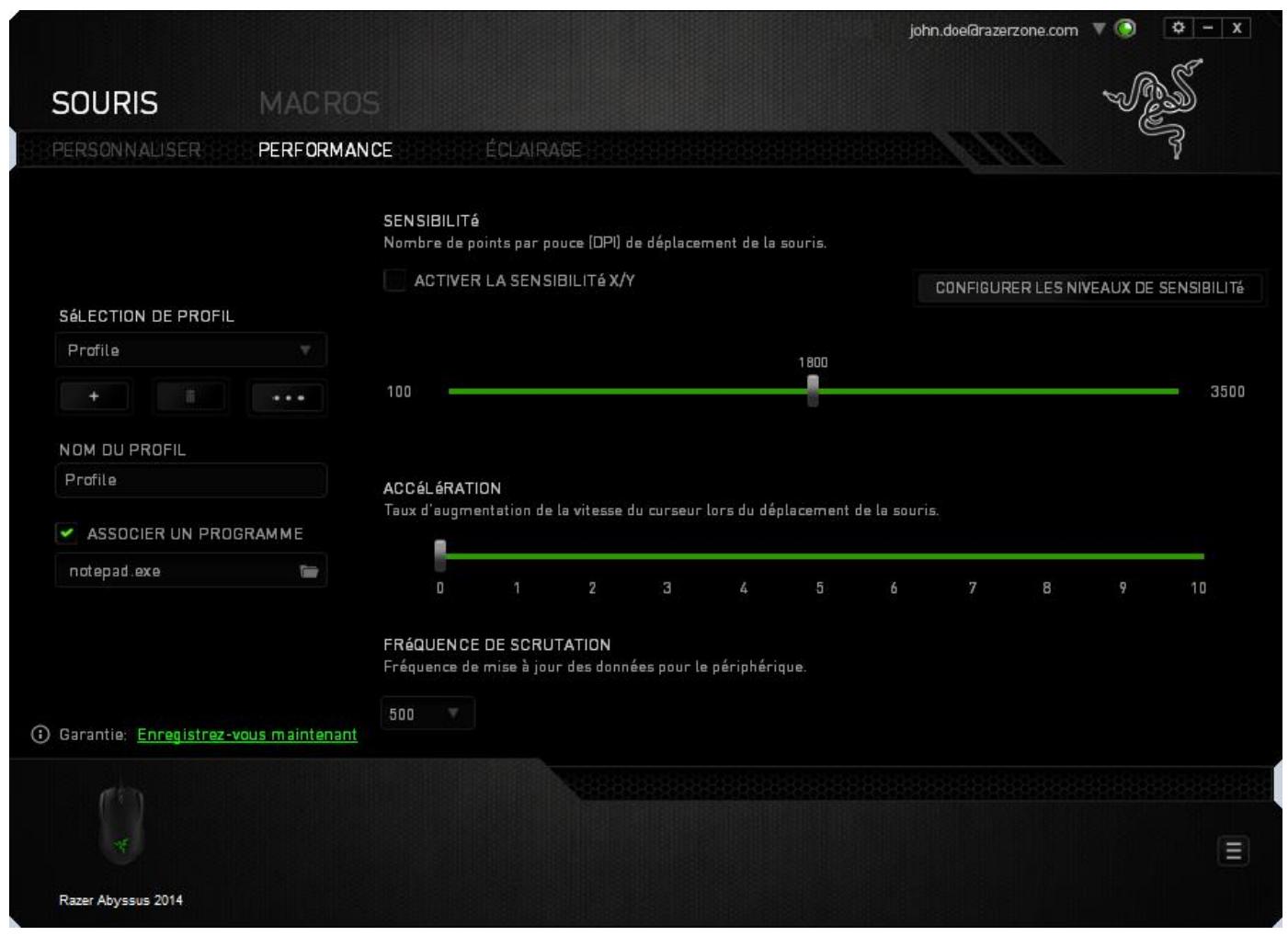 RAZER ABYSSUS 2014 - ONGLET (FONCTIONNEMENT) - 1