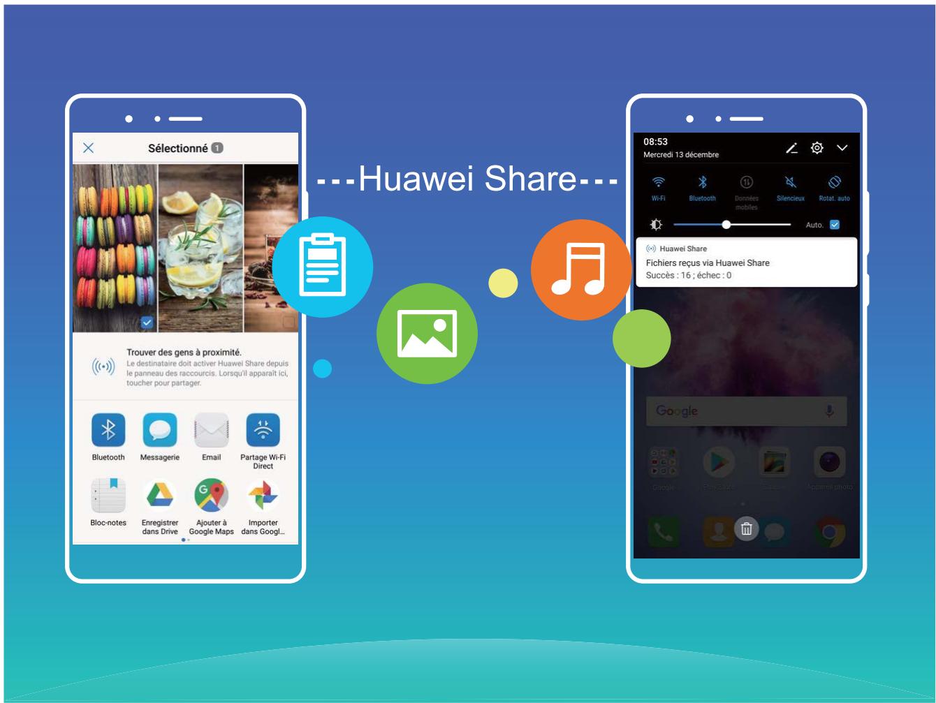 HUAWEI P SMART GOLD - Utiliser Huawei Share pour transférer des fichiers - 1