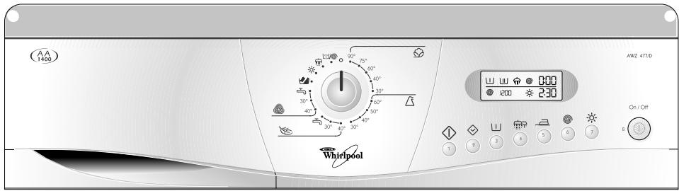 AA 1400 90° 95° 50° 40° 30° 20° 60° 50° 40° 30° 40° 30° Whirlpool AWZ 477/D 2:00 2:30 On / Off 1 2 3 4 5 6 7 8