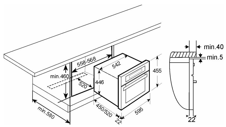 ROSIERES RSCM48MIN - Dimensions pour l'installation du four / Installation - 1