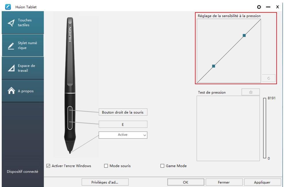 AO MICRO ERGO BIEN ETREKAMVAS PRO 24 - Réglage de la sensibilité de la pression - 1