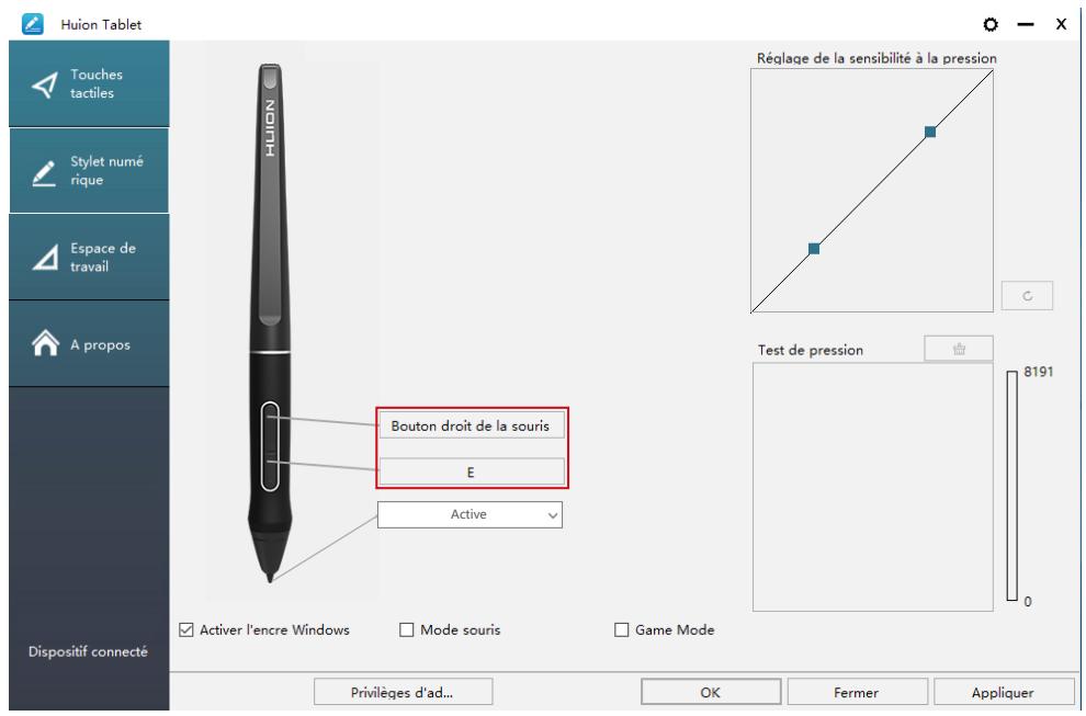AO MICRO ERGO BIEN ETREKAMVAS PRO 24 - Réglage du bouton du stylet - 1